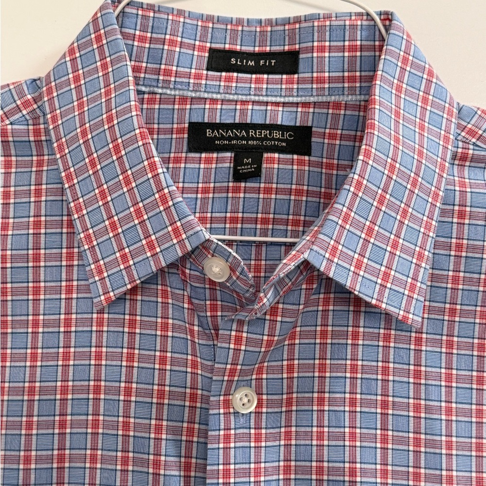 Banana Republic Men's Slim Fit Plaid Shirt - Medium